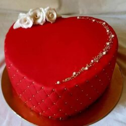 Fondant Heart Shape Red Velvet Cake
