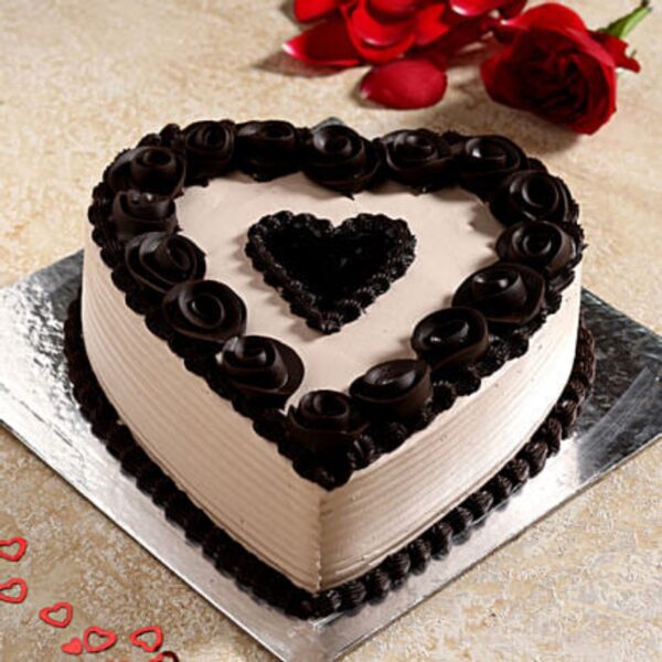 Heart Shape Choco Rose Cake