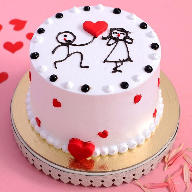 Love Couple Vanilla Cake