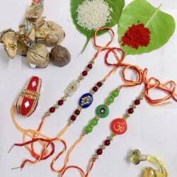Beautiful Beads Rakhi ( set of 4) with Chocolates