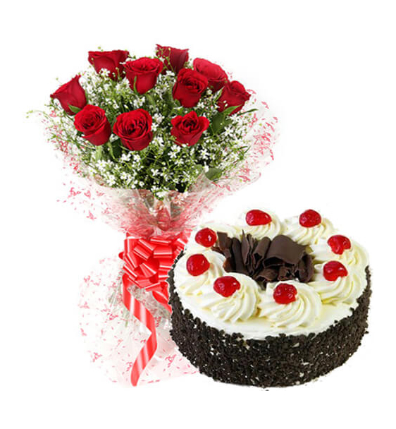 Classy Duo Of Cake With Flower
