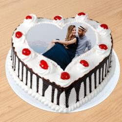 Chocolate Heart Shape Photo Cake