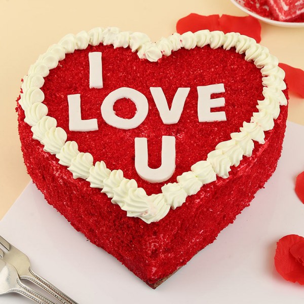 Heart Shape Red Velvet Cake For Husband