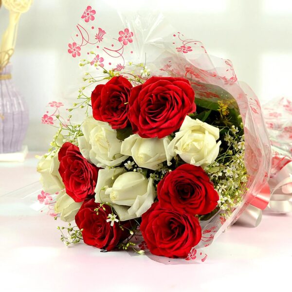 Arrangement Of Red and White Roses
