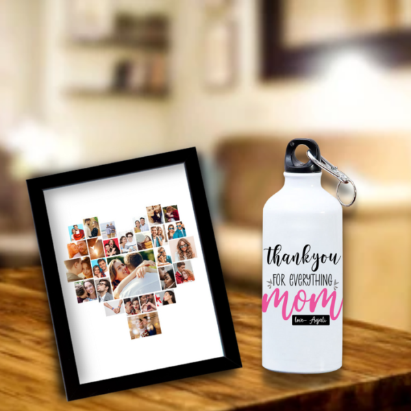 Heartshape Collage Frame & Bottle For Mom