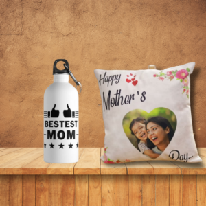 Mother's Day Personalized Cushion And Water Bottle