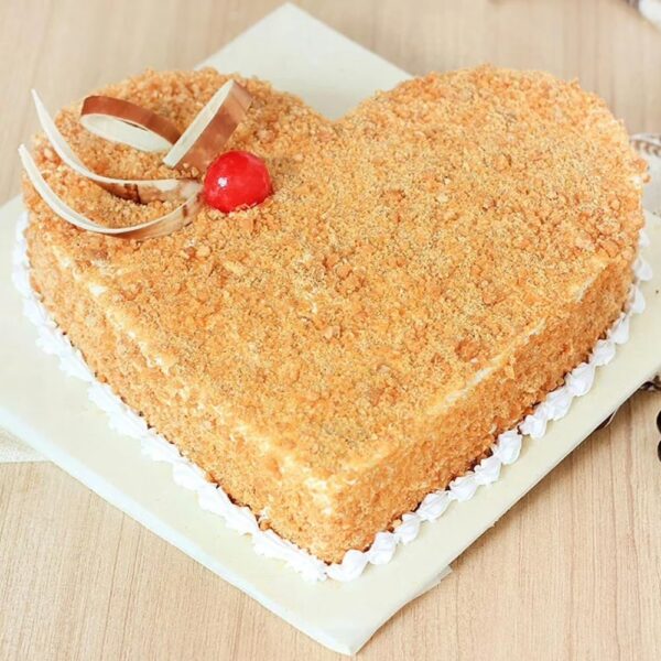 Heartshape Butterscotch Cake For Hubby