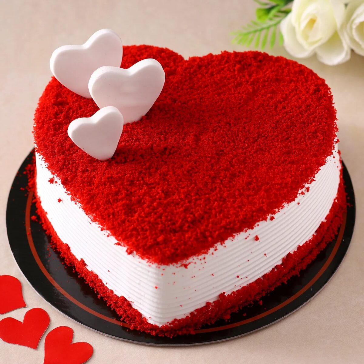 Heart Shape Red Velvet Cake For Hubby
