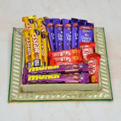 decorated tray full of chocolates