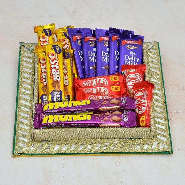decorated tray full of chocolates