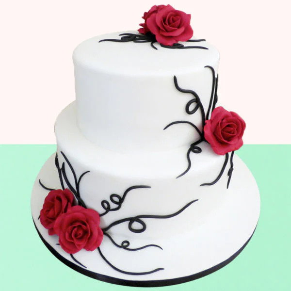 2 Tier Vanilla Wedding Cake