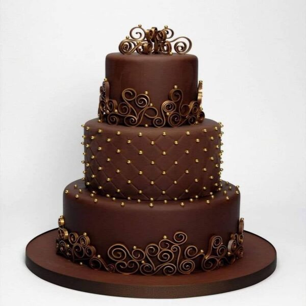 3 Tier Royal Chocolate Wedding Cake
