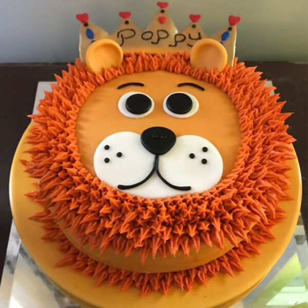 Cute Lion Face Baby Birthday Cake