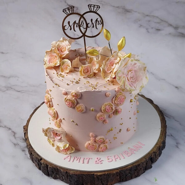 Fondant Flower Engagement Cake