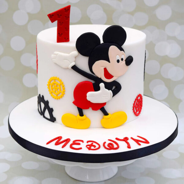 Micky Mouse Theme 1st Birthday Fondant Cake