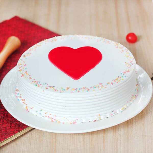 Red Heart Vanilla Cake