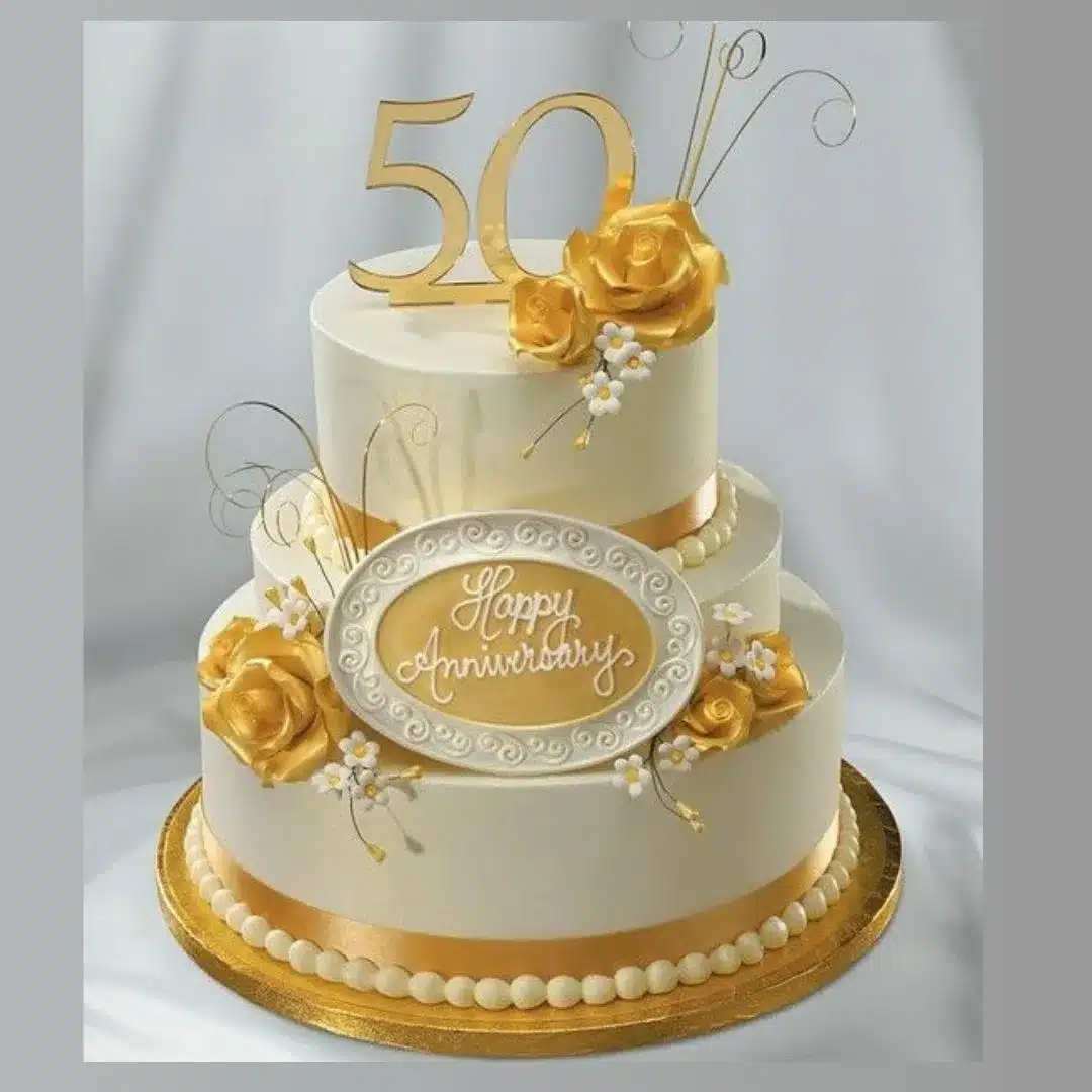 Happy 50th Wedding Anniversary Cake With Name And Photo Frame | 50th  wedding anniversary cakes, Anniversary cake with name, Wedding anniversary  cake