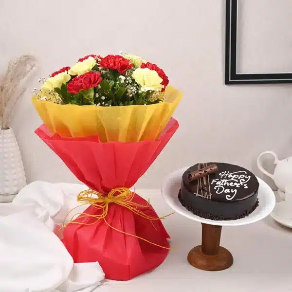 flowers n cake dad combo 9848810co A 1