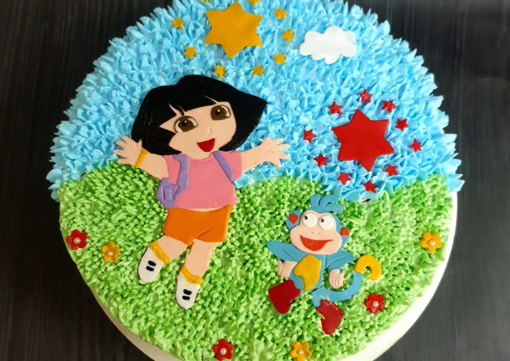 Cute Dora theme cake e1690620721230