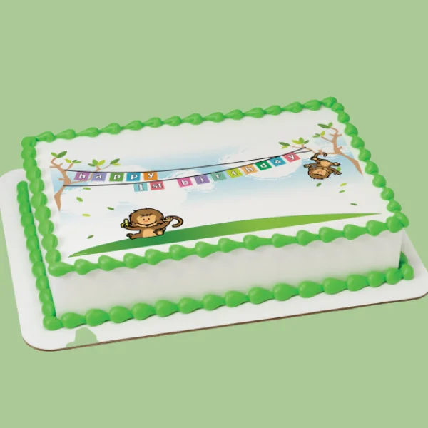 Customized Monkey Themed Photo Cake