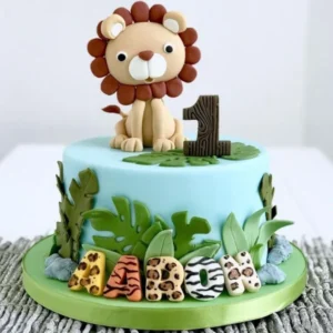 lion safari theme cake