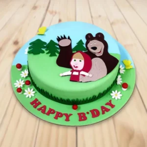 masha and bear theme birthday cake