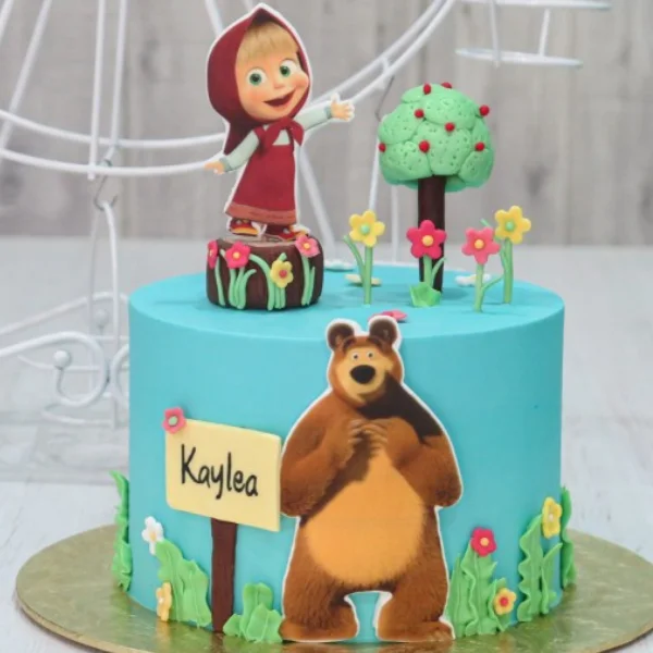 masha and bear theme cake