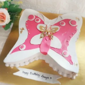 pink butterfly theme cake